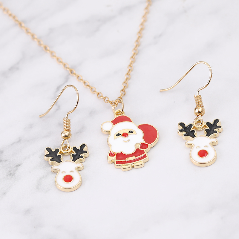 Vintage Collectible Santa - Kerstcollectie Sieraden Set Rendier Hoofd Drop