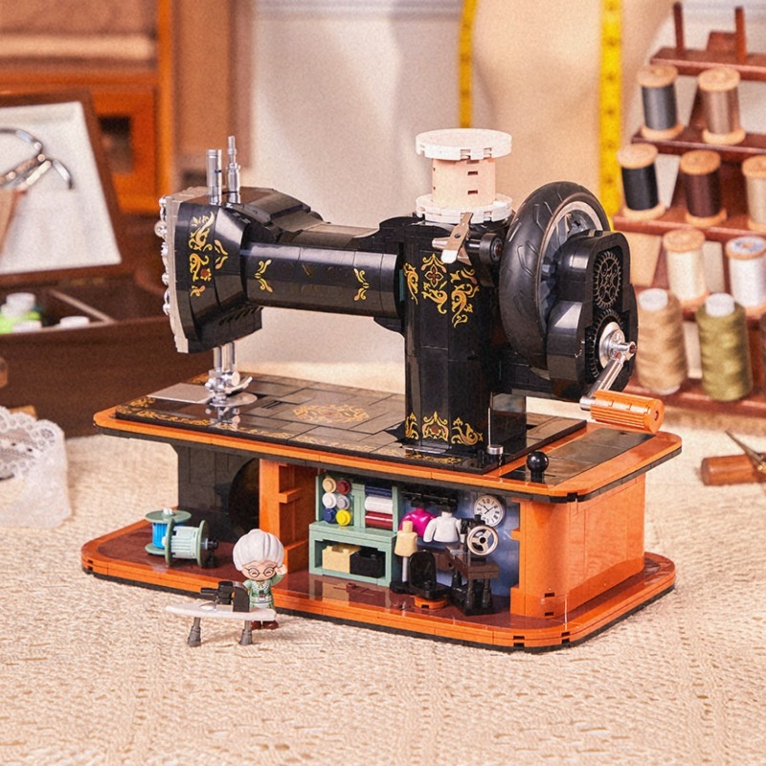 Vintage Collectible Shop - Vintage handaangedreven naaimachine, baksteenmodel, verzamelmodel met