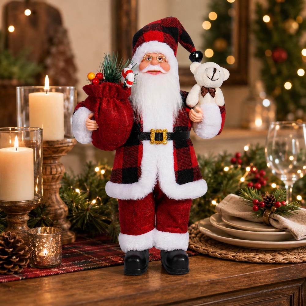 Rood en zwart geruit kerstmanb - Vintage Collectible Santa recensie en prijs